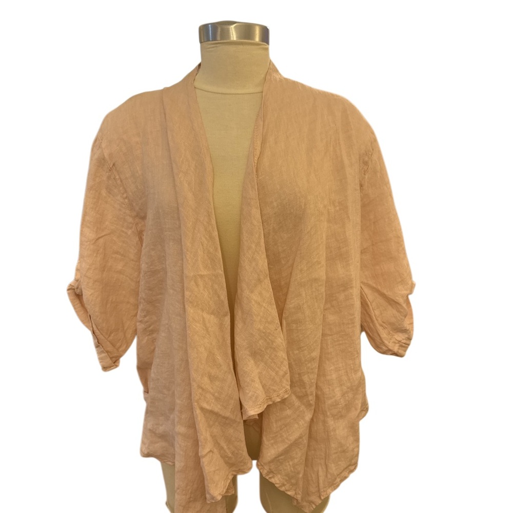 Gigi Moda Elegant pale pink 100% linen made in Italy Women's cardigan medium